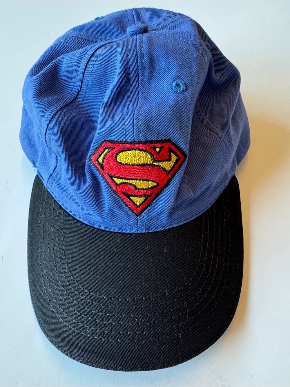 Superman Blue and Black Adult Ball Cap Baseball Cap